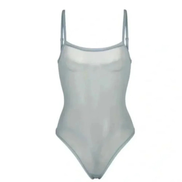 New! Skims Summer Mesh Cami Thong Bodysuit in Sky Blue 28376 - Picture 1 of 7